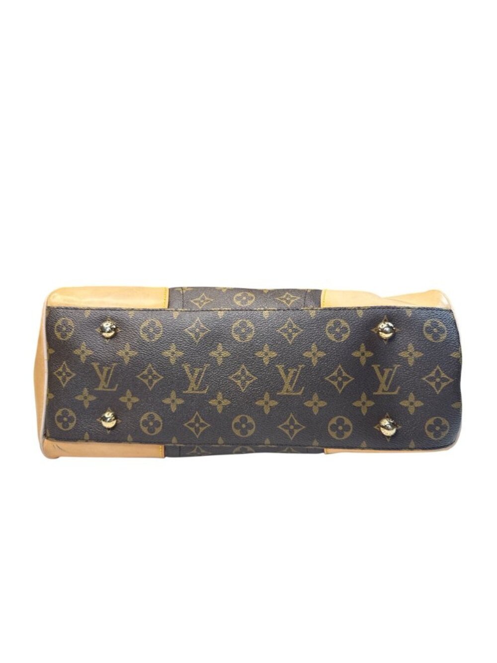 Monogram Canvas Handbag With Beige Leather Trim & Gold Hardware - Picture 6 of 14
